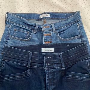 Two pair Loft skinny jeans
